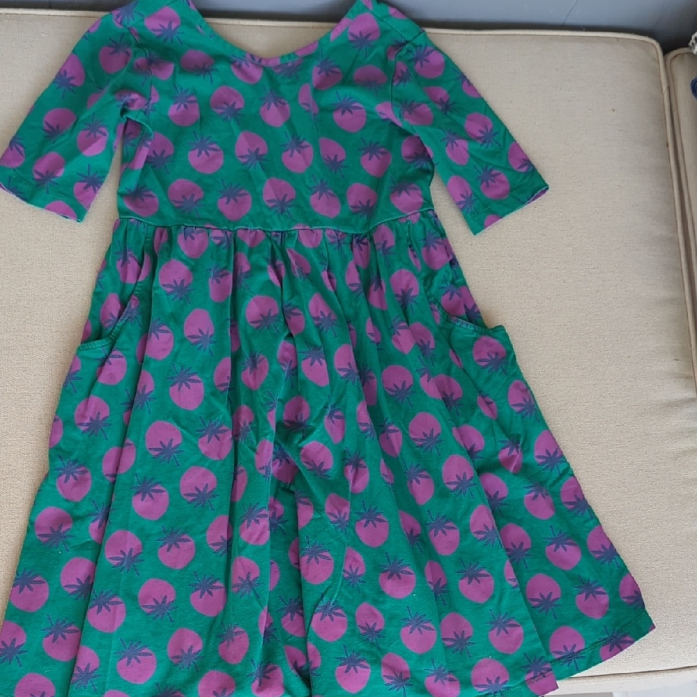 Hanna Andersson Green and Pink Kids Dress